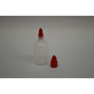 Plastiek fles 50 ml - rode dop